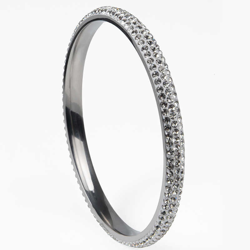

10 Colors High Quality 3 Rows Crystal Stainless Bangle Bracelet Love Rhinestone Bangle for Women Jewelry Christmas Gift Q0719