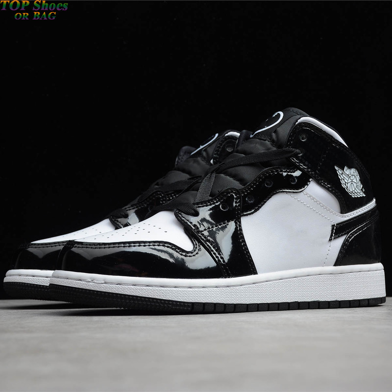 

NEWEST All Star 2021 Basketball Shoes Jumpman 1 Mid SE Panda Fashion Trainers 1S Black White Patent leather Carbon Fiber Designer Sneakers, #2