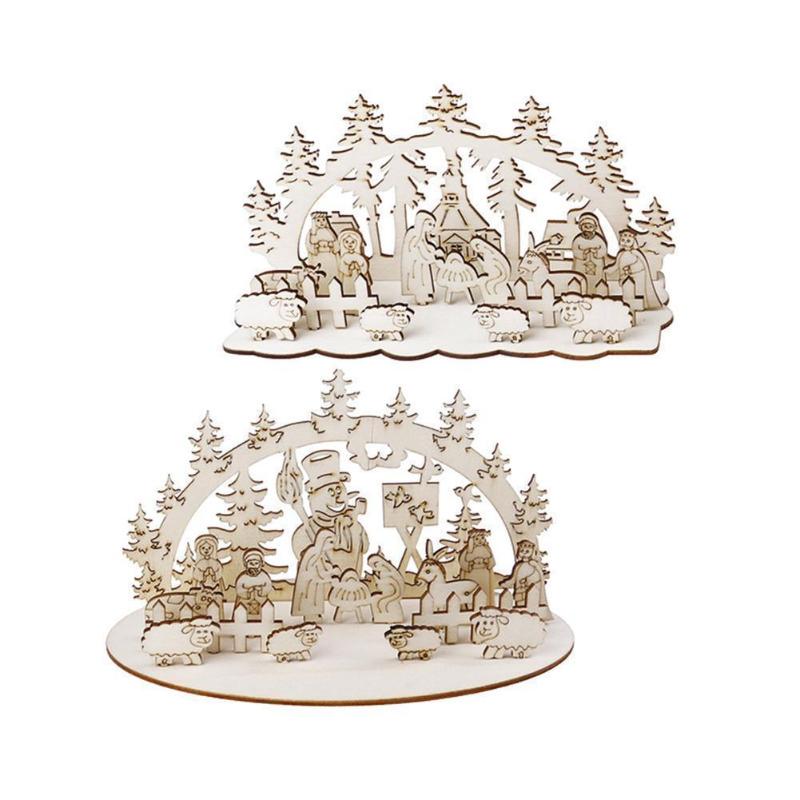 

Christmas Decorations Year DIY Table Wooden Ornament Snowman Church For Home Navidad Noel Xmas Supplies