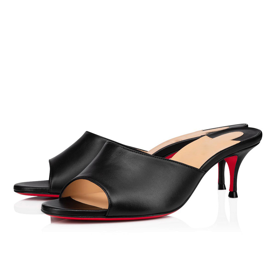 

Senior Refined Women Red Bottom Pumps Sandals Summer East Mule 55mm Casual Leather Design Elegant Lady Wedding Party Dress Peep Toes High Heels Sandal With Box EU 35-43, #2