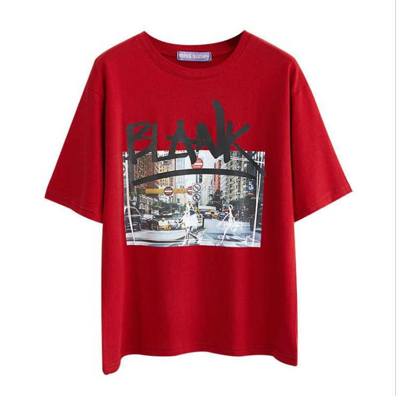 

MERRY PRETTY Women Stylish Pattern Print T Shirt O-Neck Short Sleeve Cotton Tops Ladies Summer Casual White Basic Tees Camisetas 210526