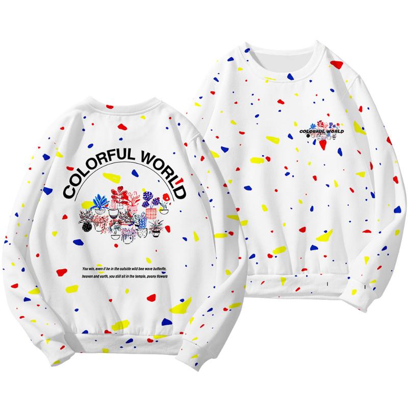 

Men's Hoodies & Sweatshirts Color Polka Dot Printed Autumn Couple Men Women Casual O-Neck Pullover Hoodie Harajuku Sweatwear Oversize 6XL, Black