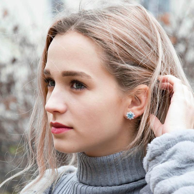 

Stud Design Wedding Jewelry Luxury Clear Zircon Earrings Elegant Snow For Women Gift