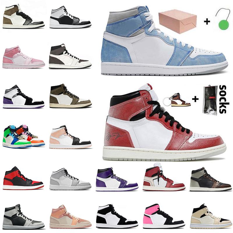 

2021 With Box Jumpman 1 1s Women Mens Basketball Shoes Newest Mid Digital Pink Banned Barely Orange High OG Hyper Royal Patina Chicago Sneakers Trainers Sports, C9 digital pink 36-40