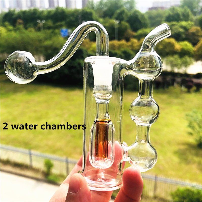 

4 inches Recycler Smoking Glass Pipes with 10mm Male Adapter and Silicone Tube for Water Hookah Shisha