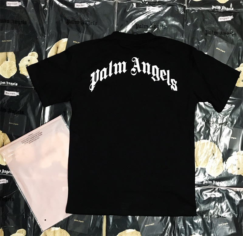 

print Palm fire angels palm bear angels super loose BF couple short sleeve T-shirt, White;black