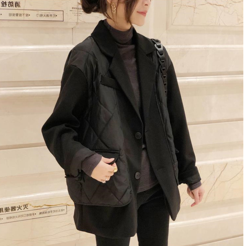 

Women's Fur & Faux winter cotton quilted female jackcet fake two Korean garment jacket loose bundled warm VAEN, 1# shoe box