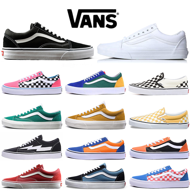 

VAN Canvas Shoes Old Skool Fear of God Sk8 Hi Running Shoe Triple White Black Checkerboard Blue Slip on Skateboard Men Women Sports Sneakers