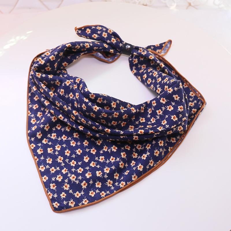 

Scarves & Wraps 2021 Spring Small Square Silk Scarf Female Brand Flowers Printing Foulard NeckerChief Fashion Bandana Lovely Girls, Navy blue parrot