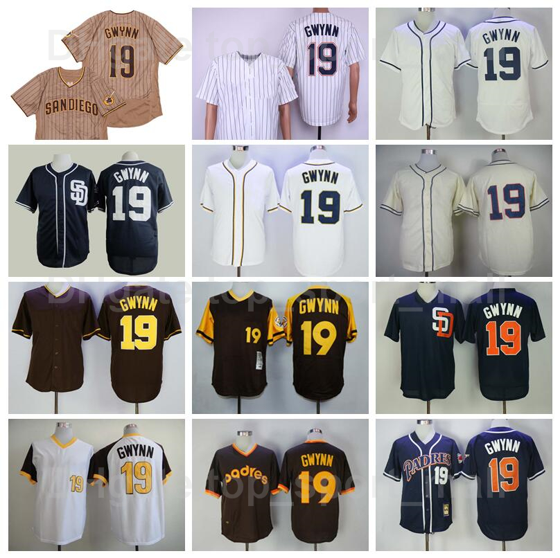 

Men Retro 1948 1978 1982 1974 Vintage Baseball 19 Tony Gwynn Jersey Pullover Stitched Flexbase Cool Base Navy Blue Brown White Grey Camo