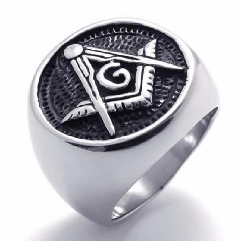 

Cluster Rings Special Devise Embossed Enamel Stamped Freemason Masonic Ring Stainless Steel In Black Designed For Gentlemen Size 8 To 13