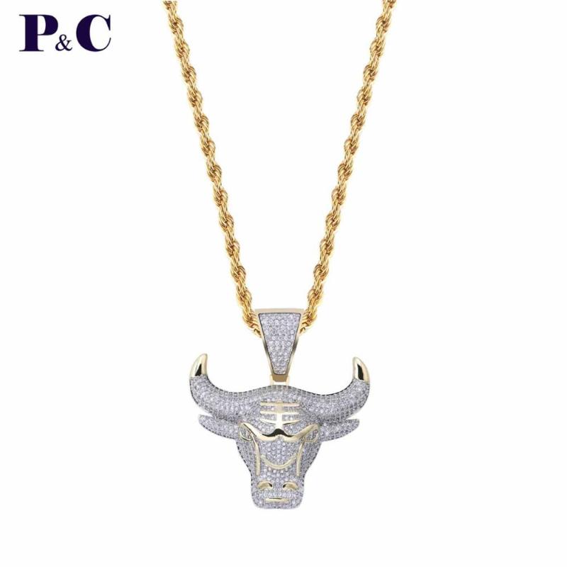

Bull Demon King Pendant Necklace With Iced Out Lasting Cubic Zircon Tennia Chain Hip Hop Jewelry For Men Chains