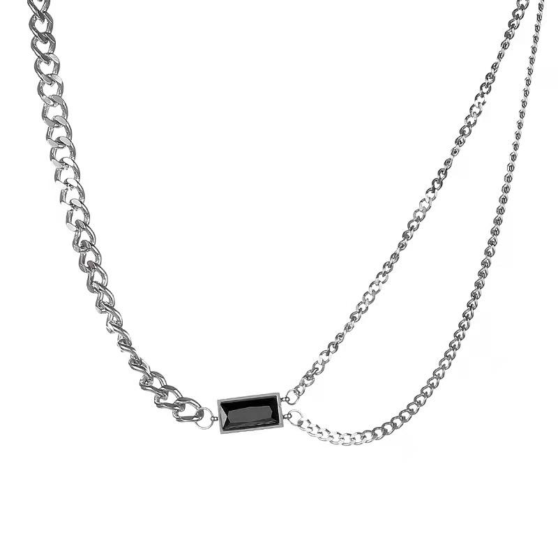 

Chokers Simple Dark Black Necklace Female Titanium Steel Ins Cold Wind Gem Clavicle Chain Niche Design Accessories