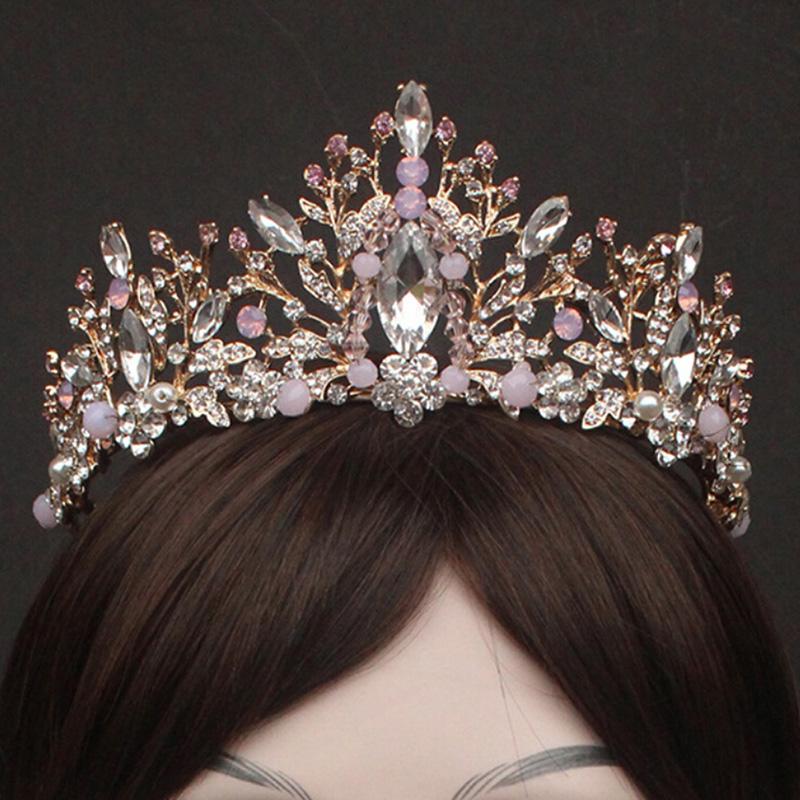 

Hair Clips & Barrettes Baroque Luxury Crystal Bridal Crown Tiaras Light Gold Diadem For Women Bride Wedding Accessories Fashion, Golden;silver