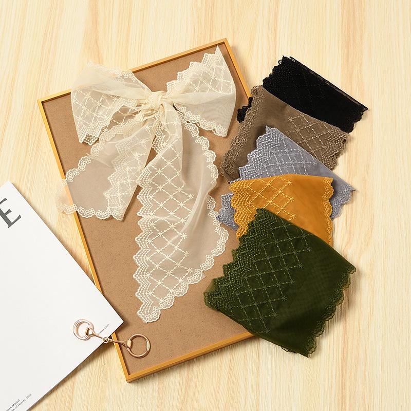 

Scarves Summer Lace Wide Neck Scarf For Women Elegant Embroidery Head Luxury Headband Bandana