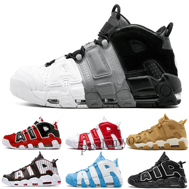 

Newest More UPtEmP0s SUPTeMPOs Men Women Basketball Shoes PRM Premium Wheat Gold MetaAllic Tri-colouRS 3M PippEn Sneakers 40-46 pt02, # 10