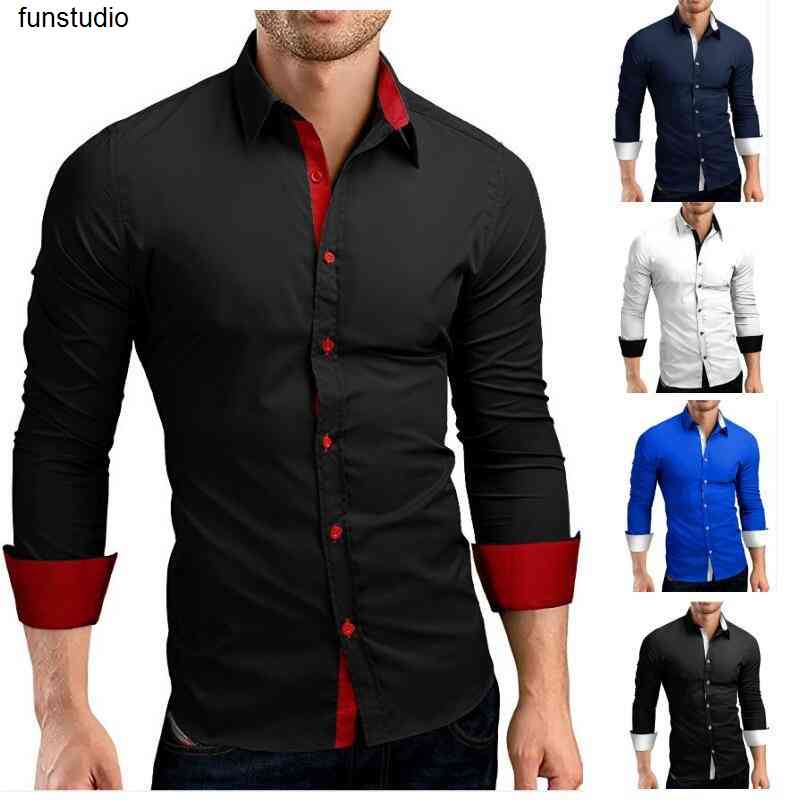 

Men Designer Shirt Classic Style Long-Sleeve Dress Shirts for Males Slim Casual Clothes Men's Cothing White Black tshirt