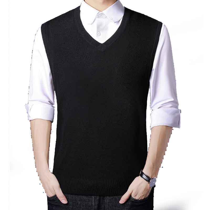 

Men's Vests Polyester V Neck Long Sleeveless Knit Shirts Casula Knitwear Solid Slim Fit Pullover Cardigan Jersey Knitted Sweater Vest, Dark grey