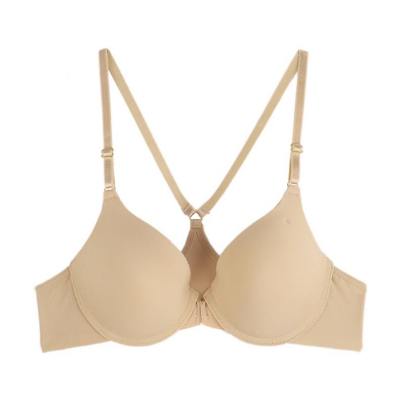 

Push Up Women Plunge Bra Backless Bras For Ladies Front Closure Underwire Sexy 3/4 Cup Padded Y-Shaped Bralette, Pink