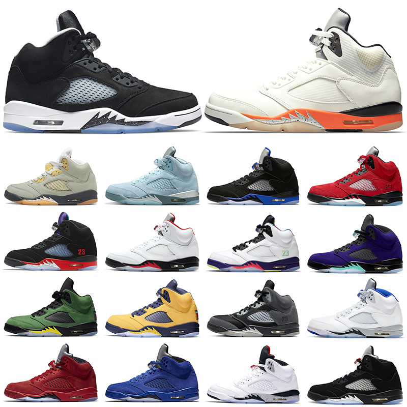 

2022 Jumpman 5 Men Basketball Shoes 5s Shattered Backboard Oreo Racer Blue Jade Horizon Bluebird Raging Bull White Cement Black Metallic Mens Sports Trainers, #4 jade horizon 40-47