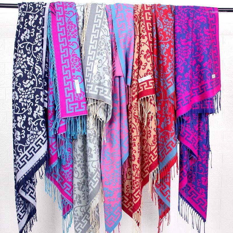 

Scarves National Style Scarf Autumn Winter Square Scarfs Warm Thick Shawl Classic Oversized Printing Tassel Travel Shawls Pography1