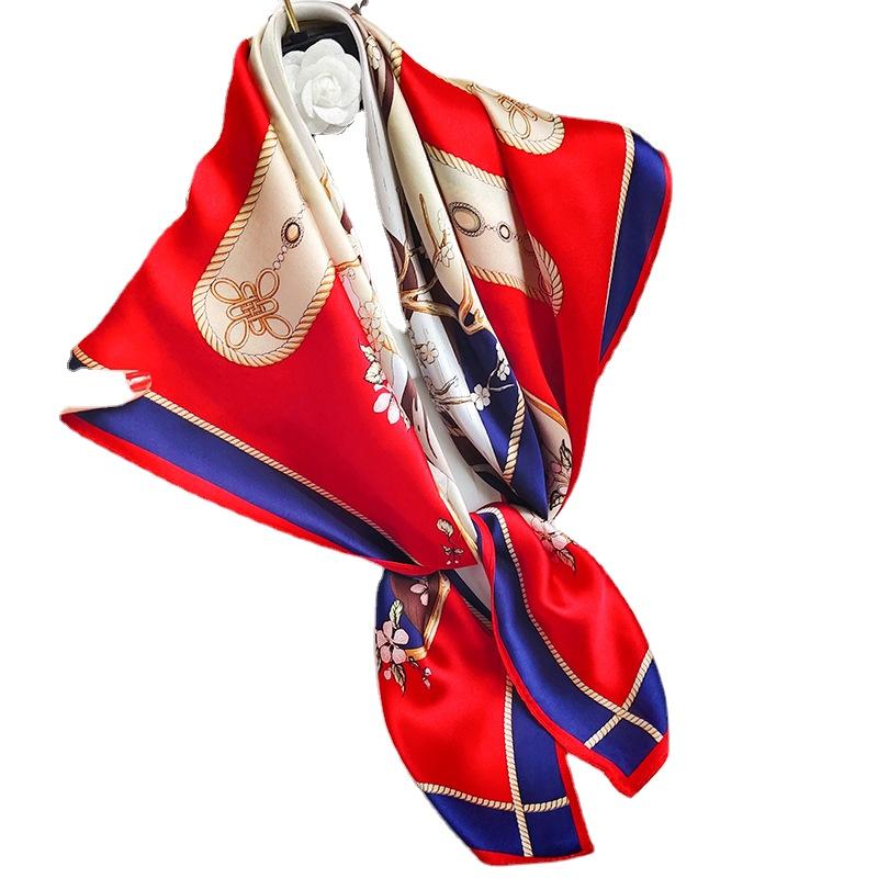 

Scarves YHFJ9090BS Fashion Female 90 Satin Square Spring And Autumn 100% Silk Scarf