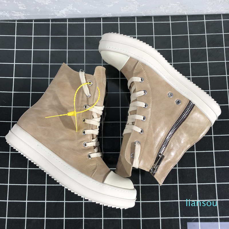 

Men Leather Boots Comfortable Winter High Top Shoes Male Motorcycle Ankle Boots Work Boots, Light tan