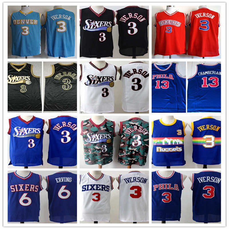 

Men Philadelphia76ersBasketball Jersey Allen 3 Iverson Joel 21 Embiid Ben Julius Simmons 6 Erving Georgetown University RetronbaJerseys