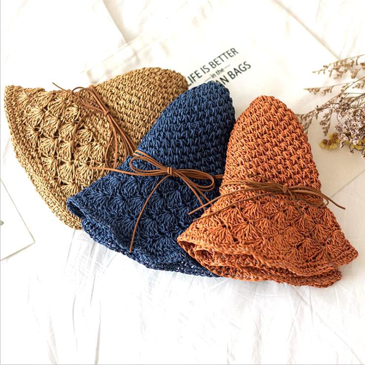 

Summer Paper Straw Hat Big Brim Soft Feeling For Women Sun Beach Nice Cool High Quality Women's Hats Wide, Beige