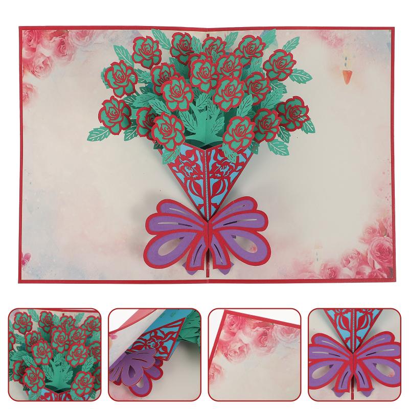 

Greeting Cards 1 Set Novel 3D Flower Chic Festival Gift Blessing Decor