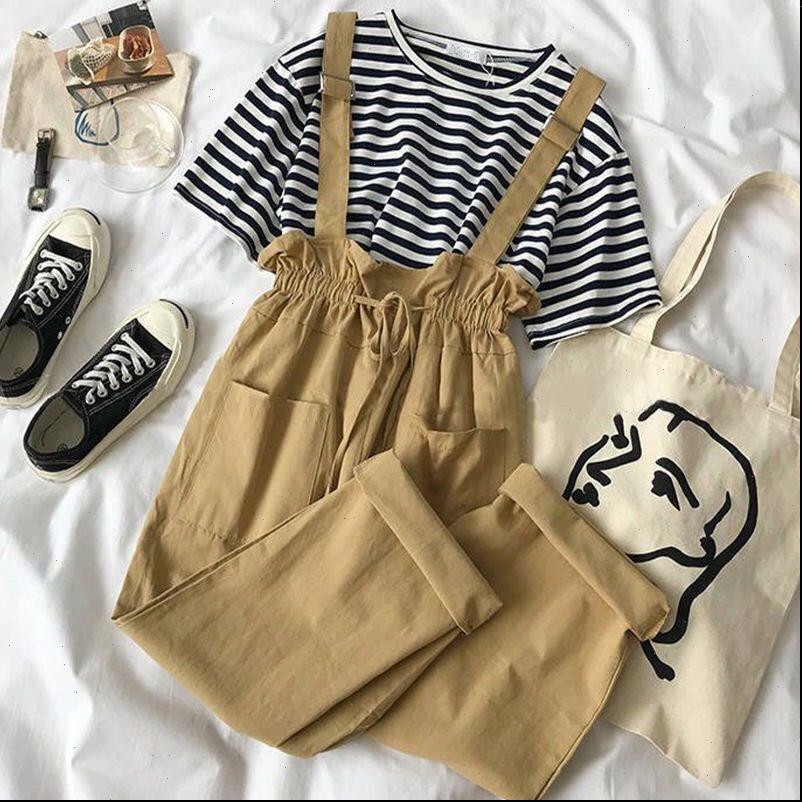 

summer pants set striped women tracksuits t shirt fashion overall outfits casual 2 pieces sets suit l183, Gray