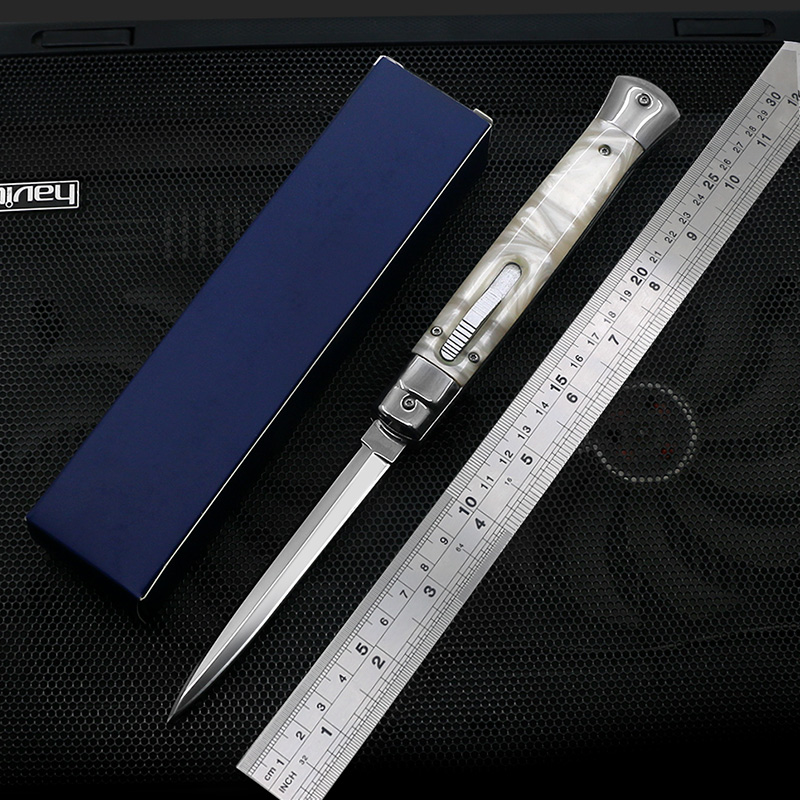 

Knife Christmas Grain Present New Automatic Tactical Wood Lightweight Pocket Folding Outdoor Edc Steel Knives Camping Stainless Sovwc