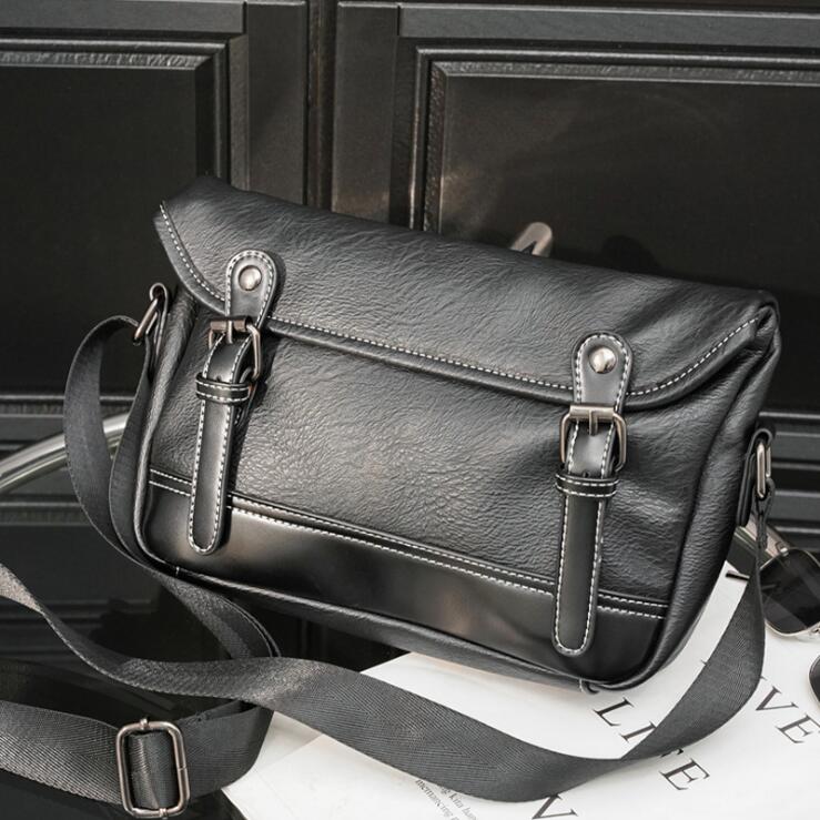 

Factory wholesale men bag outdoor leisure leather postman bags Joker Thread black mens handbag Japanese vintage leathers handbags, Black(boutique box)