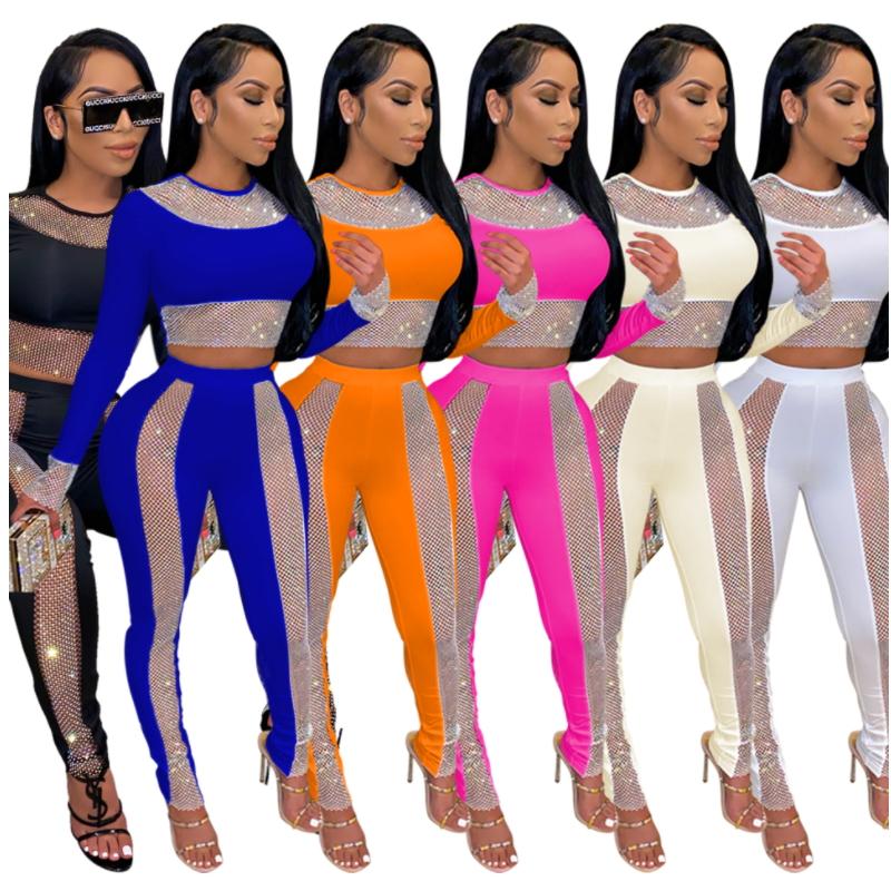 

Women' Two Piece Pants Sequins Patchwork Pice Set Glitter Outfits For Women Crop Top And Sweat Suit Bodycon Bandage Clothing Tight Sparkly, Beige