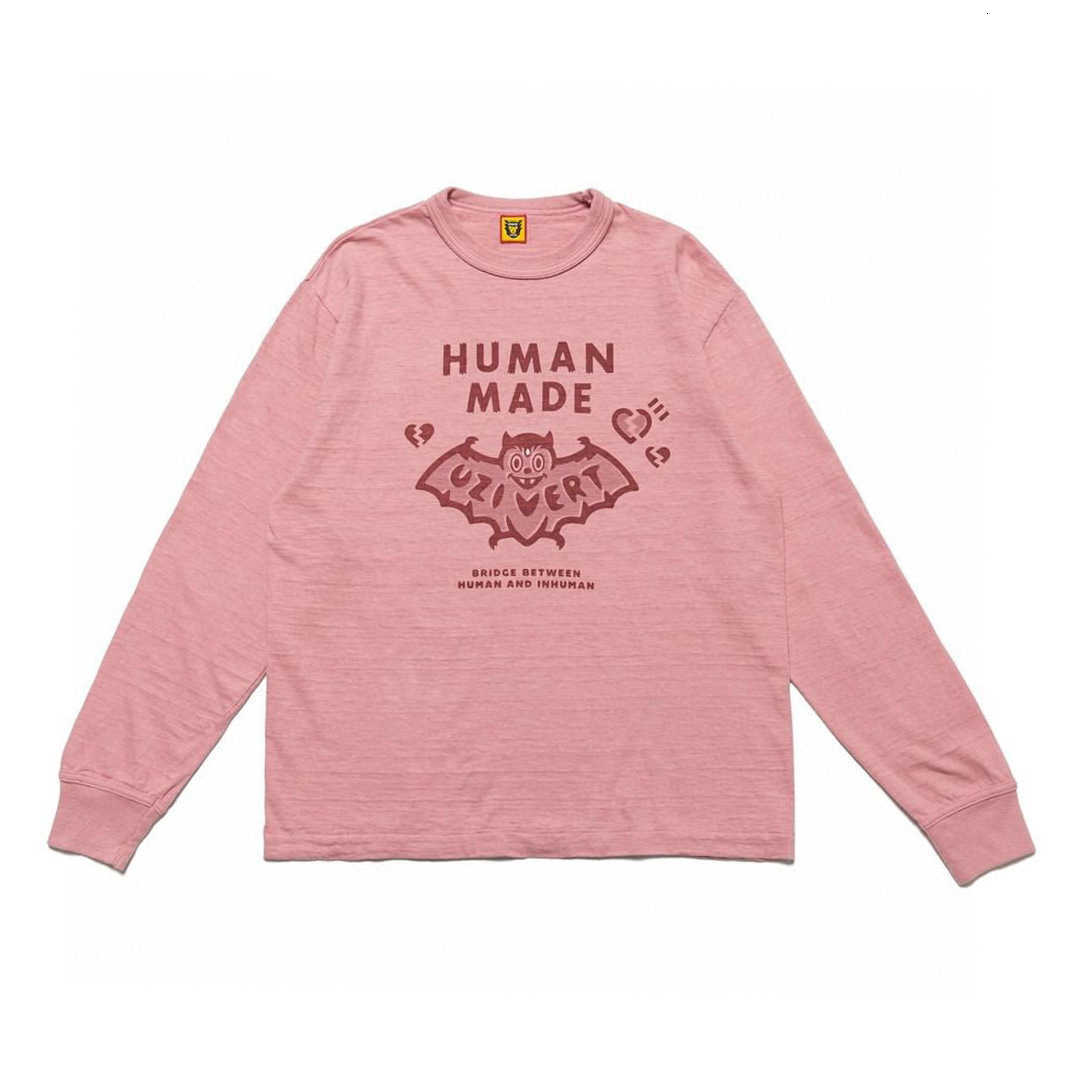 

Human Made x Uzi Vert Co Branded Pink Diamond Bat Loose Pullover Long Sleeve T-shirt for Men and Women, White