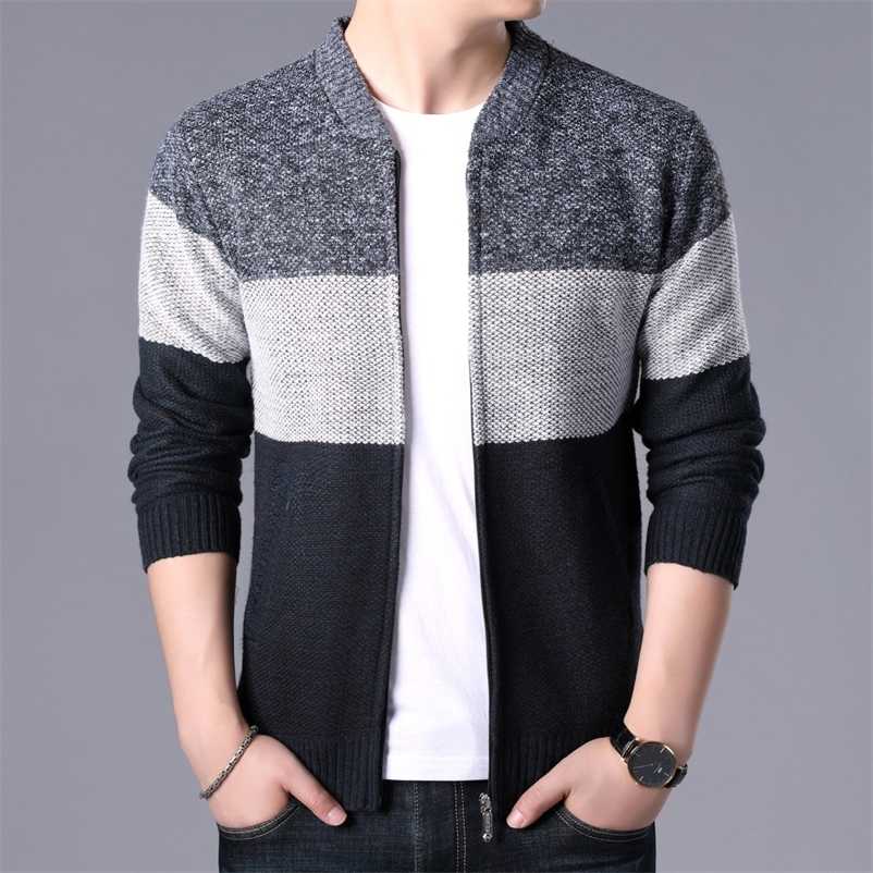 

Fashion Mens Sweaters Patchwork Knitted Cardigan Coats Men Knitwear Sweatercoats Tops Outerwear Male Casual Brand Clothing 211018, Navy blue