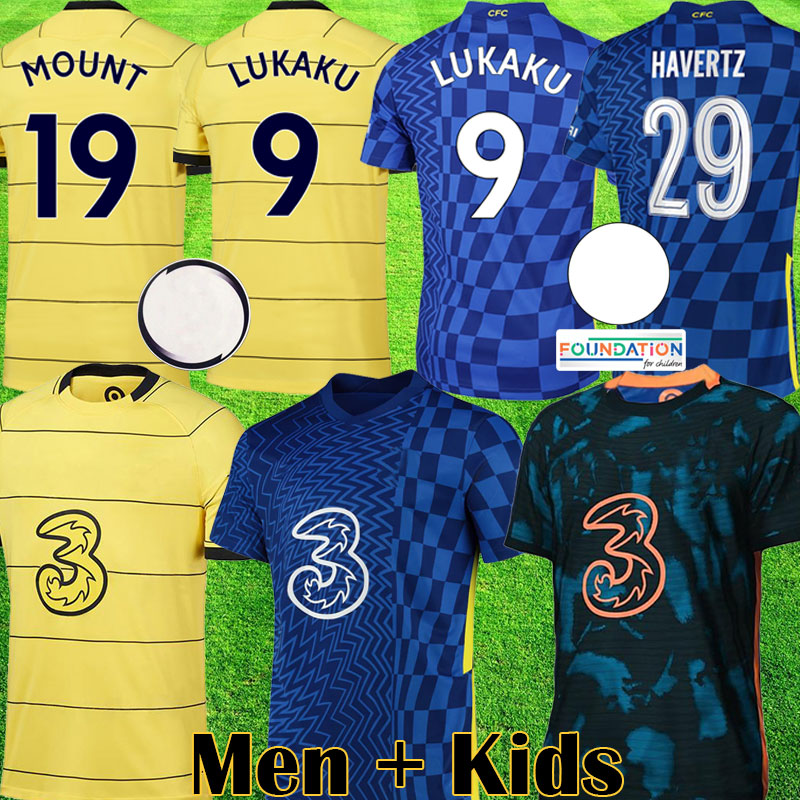 

CFC 2021 2022 Soccer Jerseys away yellow 21 22 LUKAKU football shirt cheLSea kits KANTE PULISIC HAVERTZ ABRAHAM ODOI ZIYECH Men + Kids GIROUD tops Uniform, Kids home