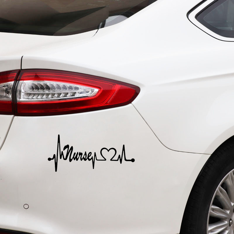 14.7CM*6.3CM Nurse Heartbeat Lifeline Vinyl Decal Black/Silver Car Sticker-image-683274014