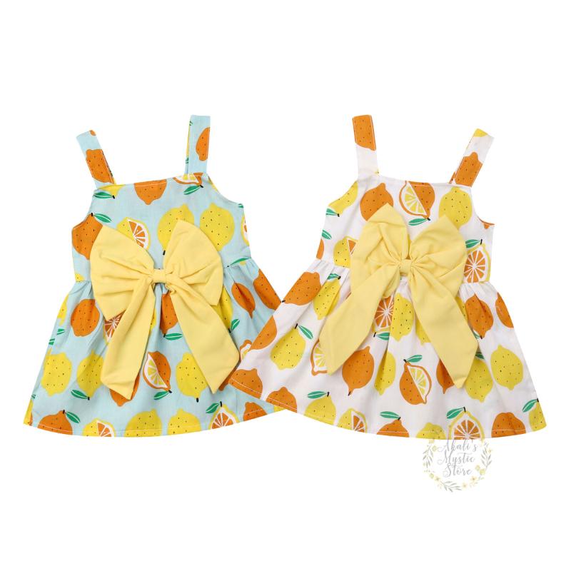 

Girl's Dresses 3M-3Y Toddler Born Baby Kid Girls Dress Cute Bow Lemon Party Summer Infant Costumes, Red;yellow