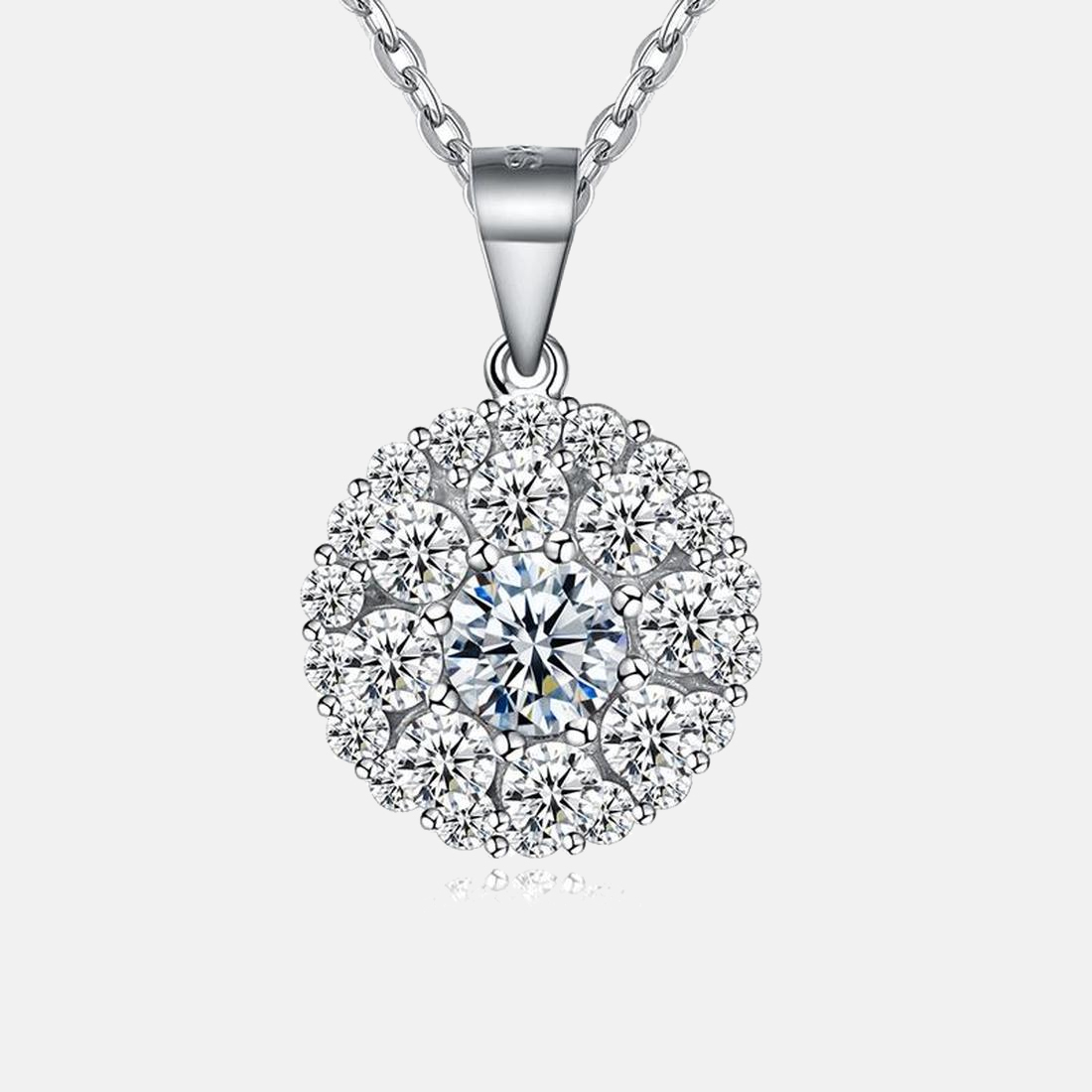 

Fine jewelry Authentic 925 Sterling Silver Necklace Fit Pandora Pendant Charm Rotating pendant necklace with white zircon Love Engagement DI