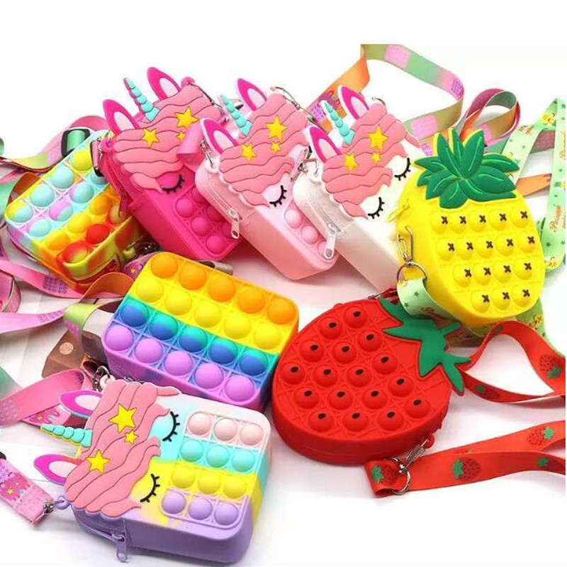 

Fidget Toys Coins Purse phone bag Colorful Push Bubble Sensory Squishy Stress Reliever Autism Needs Anti-stress Rainbow Adult Toy small bags