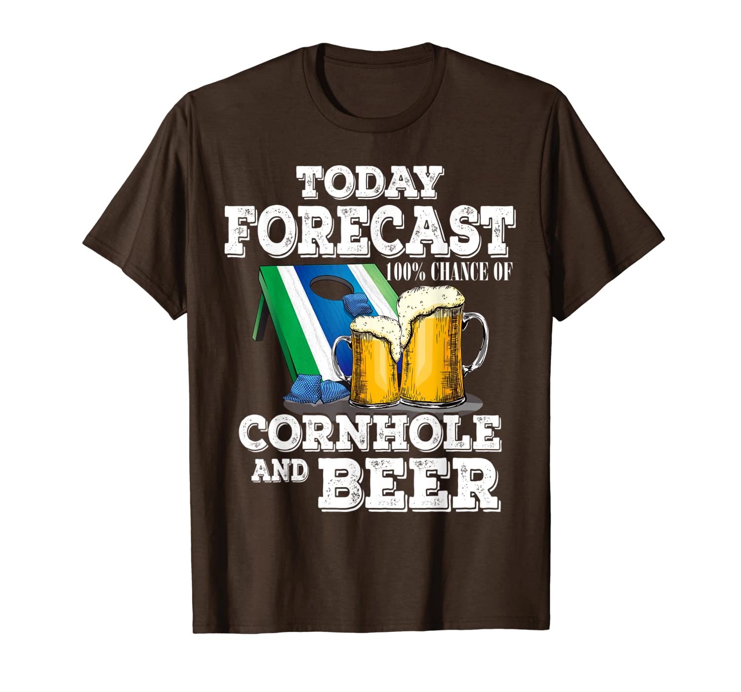 

Today' Forecast 100% Chance Of Cornhole And Beer T-Shirt, Mainly pictures