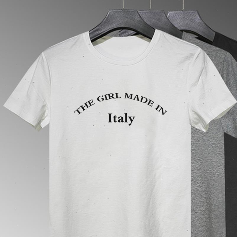 

casual hipster style funny womens trend refreshing minimalism the girl made in ttaly letter print, White