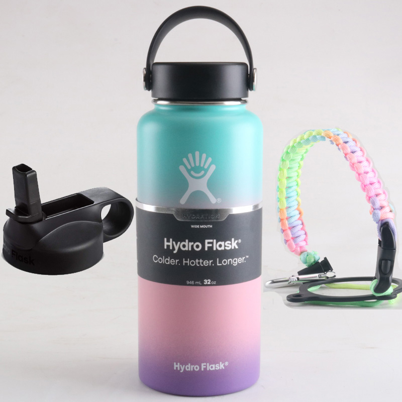 

Water Bottle Flask Stainless Steel Bottle Vacuum Insulated Wide Mouth with Flex Cap And Straw Lid 18/32/40oz