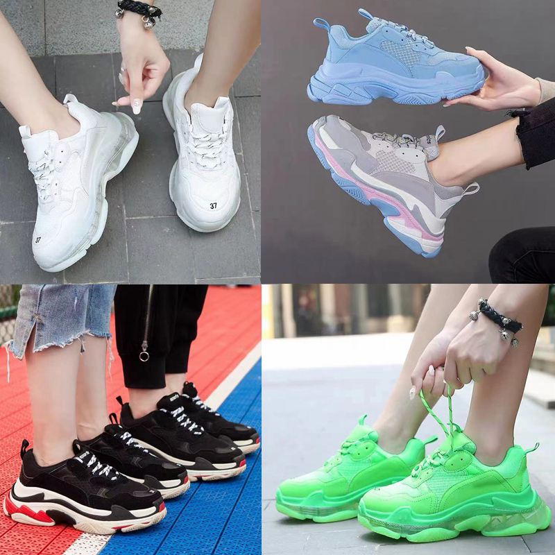 

Crystal Bottom Paris 17FW Triple S Sneakers Mens Women Casual Shoes Letter Black Pink Clear Sole White Green Rainbow Men Sports Outdoor Dad Shoe, 38