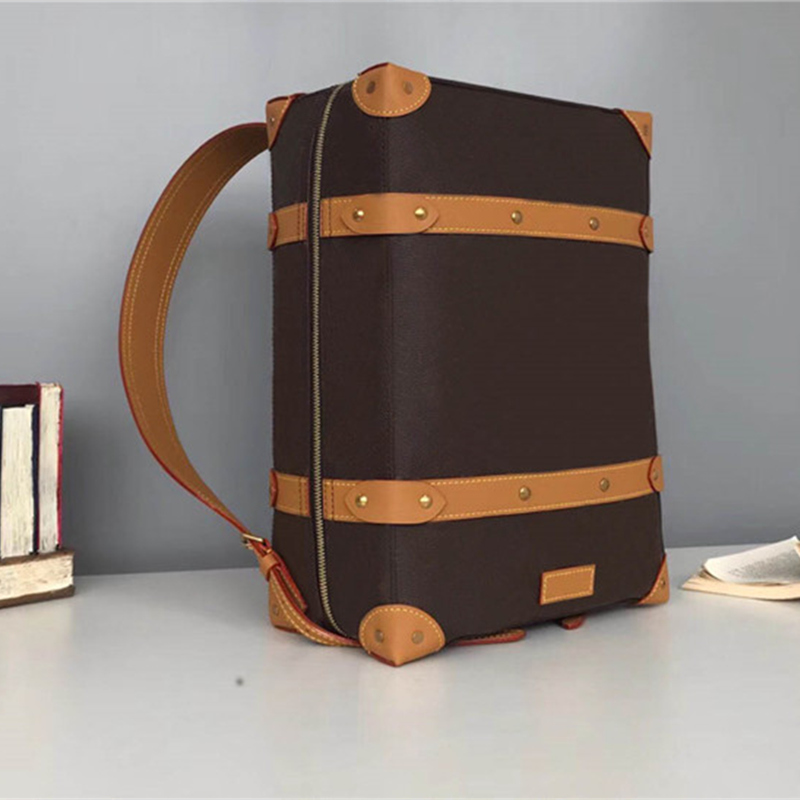 

Fashion Womens Box Backpack Classic Unisex Designers Shoulder Bag Large Capacity Schoolbag Crossbody Bags Old Flower Knapsack, Brown flower