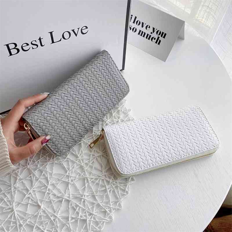 

womens wallet long zipper japanese and korean style fashion pu leather clutch multifunctional large capacity mobile phone case, Red;black