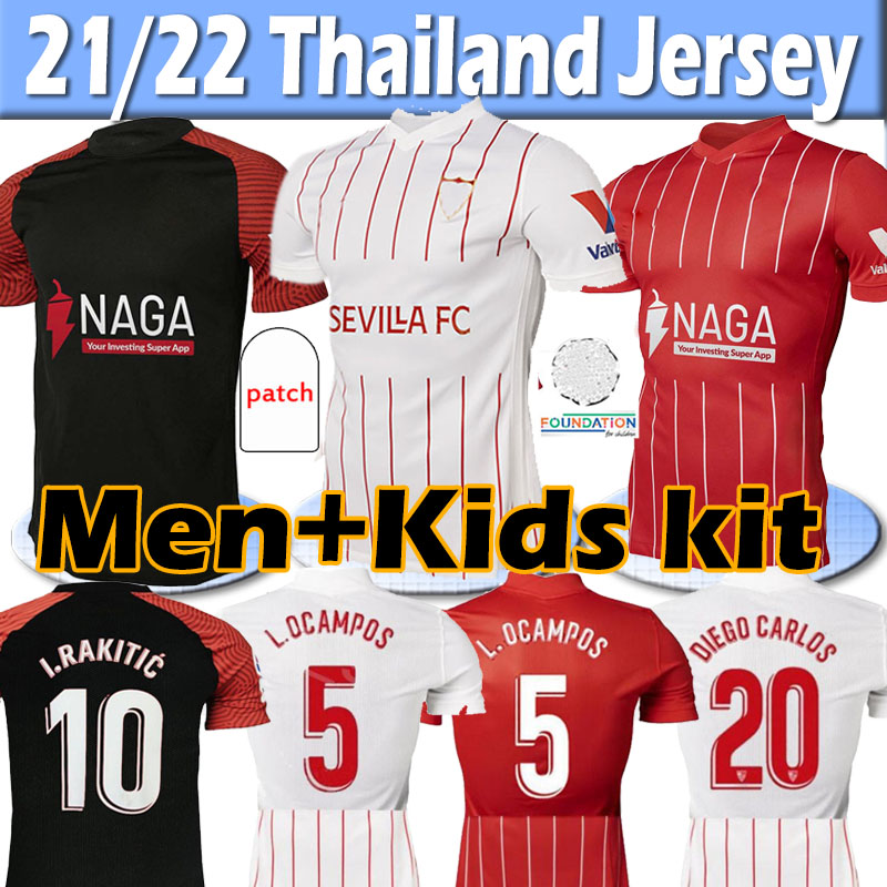 

21/22 Camiseta Sevilla Soccer Jerseys LAMELA I.RAKITIC PAPU GÓMEZ J.NAVAS DE JONG SUSO Football shirt New sponsor jersey 2021 2022 Men Kids Kit uniforms, 21 22 3rd patch
