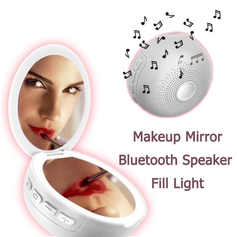 

Portable Speakers Mini Universal Bluetooth Speaker HIFI Sound With Foldable Led Mirror Makeup USB Charging