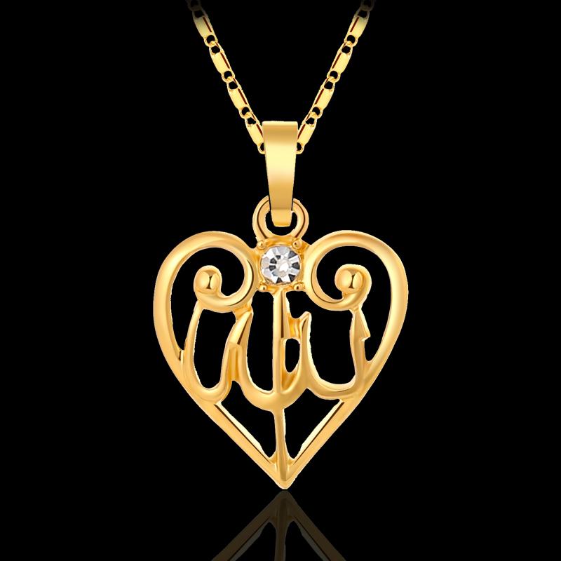 

Pendant Necklaces Fashion Women's Heart Simple Style Islam Religious Muslim Necklace For Gold Color Middle Eastern Arab Jewelry